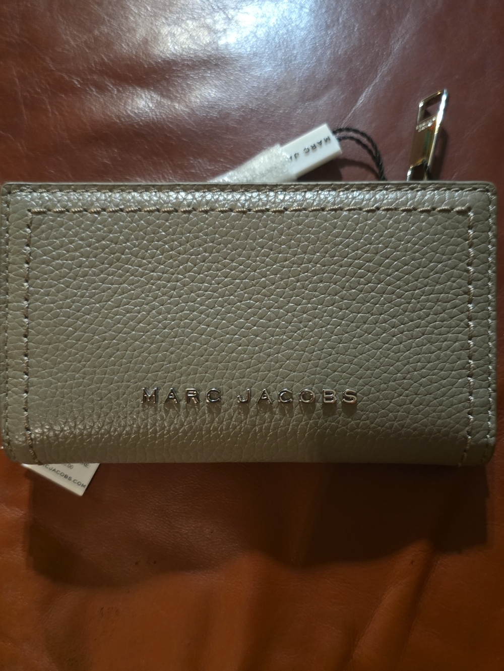 Marc Jacobs Pebbled Leather Card Holder in Taupe